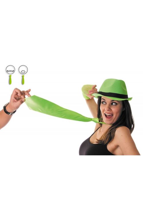 Cravate Satin Fluo Diff. Coloris - Vert - Taille Unique