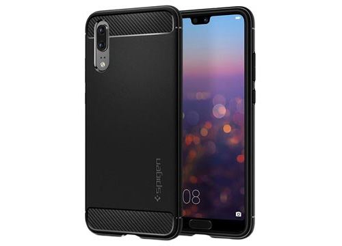 Spigen Rugged Armor - Achterzijde behuizing voor mobiele telefoon - robuust - thermoplastic polyurethaan (TPU) - zwart - voor Huawei P20