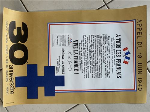 General De Gaule - Appel du 18 juin 1940 - 40x59cm - Affiche