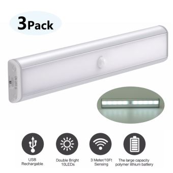 3 Pcs Led Cabinet Lumière Sans Fil Motion Sensor Nuit Lumière Pour Cabinet Cuisine Chambre Garde Robe Escalier Applique à Piles Achat Prix Fnac