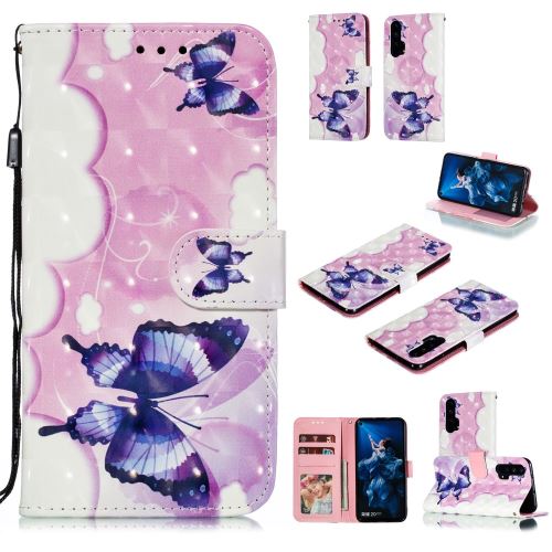 Etui en PU impression de motifs spot de lumière papillon colorisé pour votre Huawei Honor 20 Pro