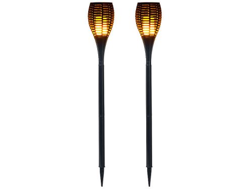 Luminea : 2 torches de jardin 64 LED avec effet flamme et batterie 2000 mAh