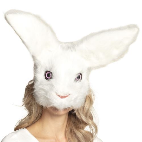 demi-masque lapin blanc peluche adulte - Coloris : Blanc56756