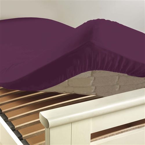 Drap housse 2 personnes 160 x 200 cm uni 57 fils lina Myrtille