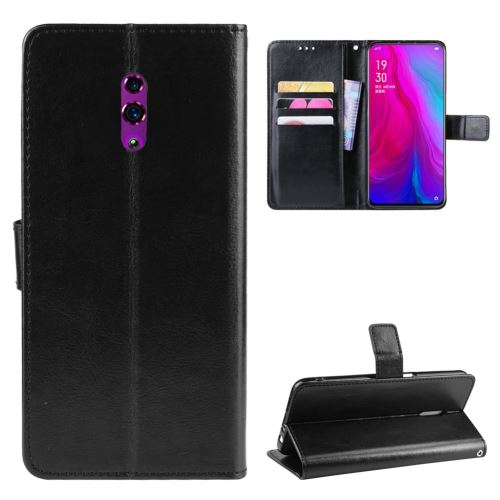 Etui en PU peau de cheval fou magnétique noir pour votre Oppo Reno