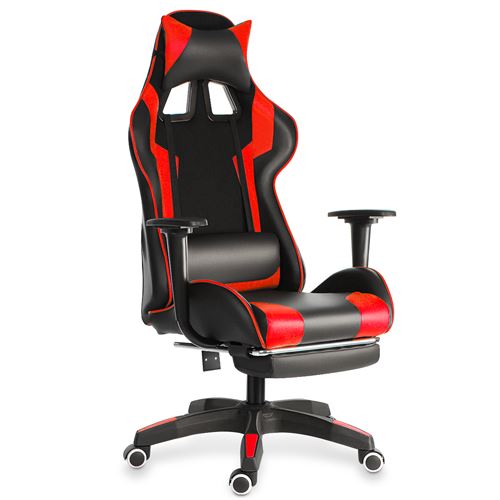 Chaise de jeu de bureau ergonomique Siège de bureau d'ordinateur de style de course pivotant Rouge