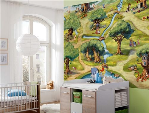 Komar Disney Winnie l'ourson Winnie Cent Acre Papier Peint en Bois, Multicolore, Set de 4 pièces