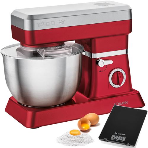 Bomann Keukenmachine 1200 W rood en zilver KM 398 CB