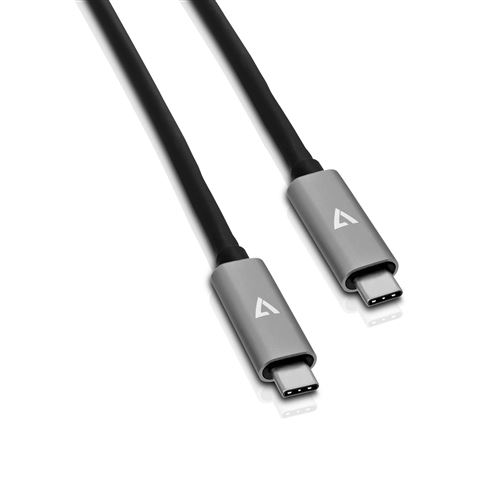 v7 câble usb-c mâle vers usb-c mâle, gris 2m 6.6ft noir