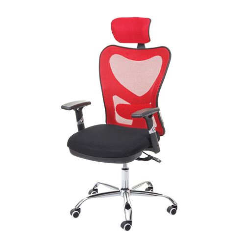 Chaise de bureau MENDLER HWC-F13 charge max. 150kg tissu noir rouge