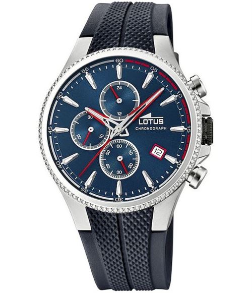 Lotus Montre pour Homme 18621/1 Color Bo&icirc;tier en Acier Inoxydable Gris Bracelet en Plastique Bleu