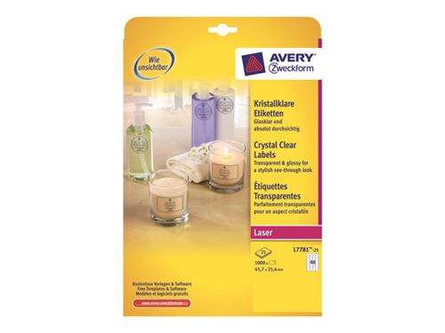 Avery L7781 - étiquettes en polyester transparent - 1000 étiquette(s)