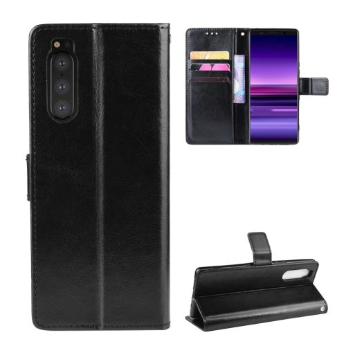 Etui en PU peau de cheval fou noir pour votre Sony Xperia 2
