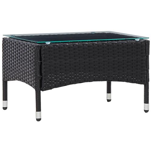 Table basse Noir 60x40x36 cm Résine tressée