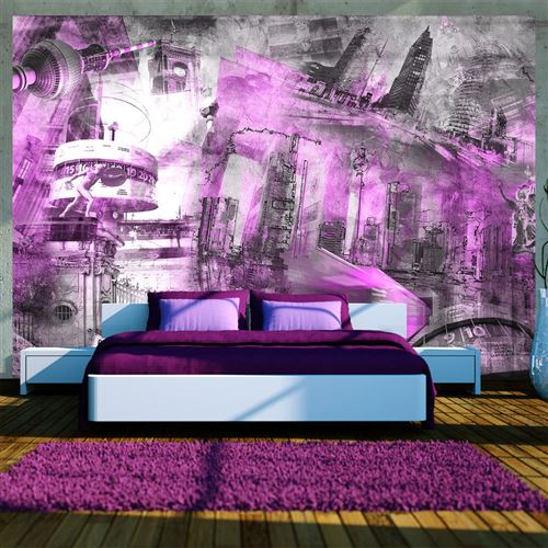 Papier peint Berlin collage (violet)-Taille L 100 x H 70 cm