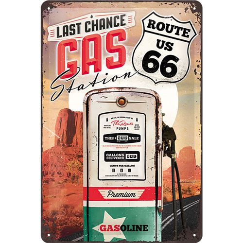 Plaque métallique Gasoline Route 66
