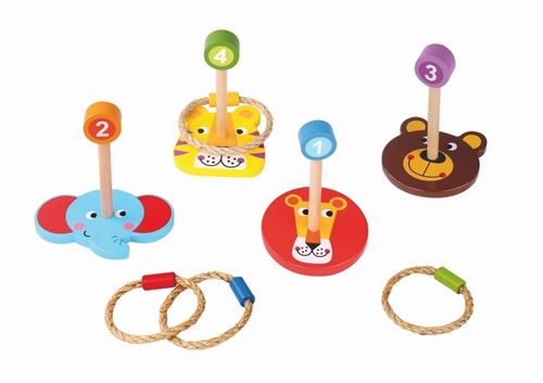 Jeu D Anneau En Bois 12 Pieces Animaux