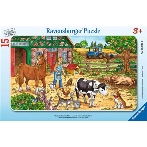 Puzzle 15 pièces avec cadre - La vie à la ferme