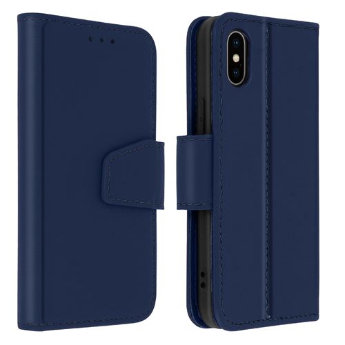 Avizar Housse Pour iPhone XS Max Cuir Porte-carte Fonction Support Premium Bleu Nuit