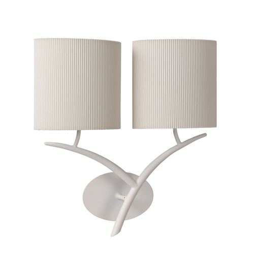 Applique double en métal et abat jour en tissu plissé hauteur 35cm Cordoba blanc
