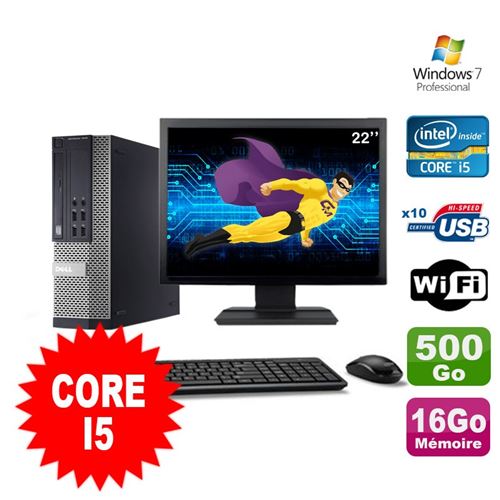 Pc dell optiplex 990 sff i5-2400 3.1ghz 16go 500go dvd wifi w7 ecran 22' État correct - Dell reconditionné disponible sur Fnac