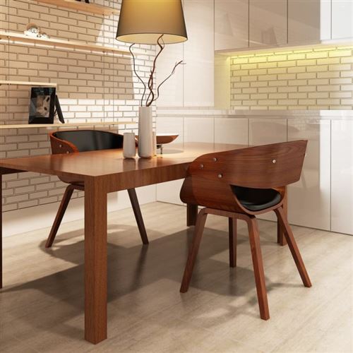 vidaXL Chaise de salle à manger 2 pcs Bois Marron