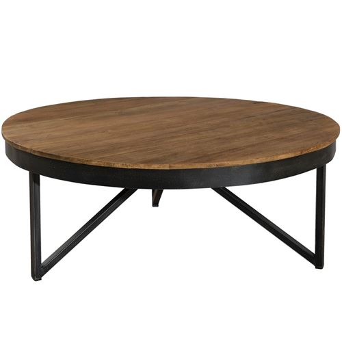 Table basse ronde 90 x 90 cm bois et métal