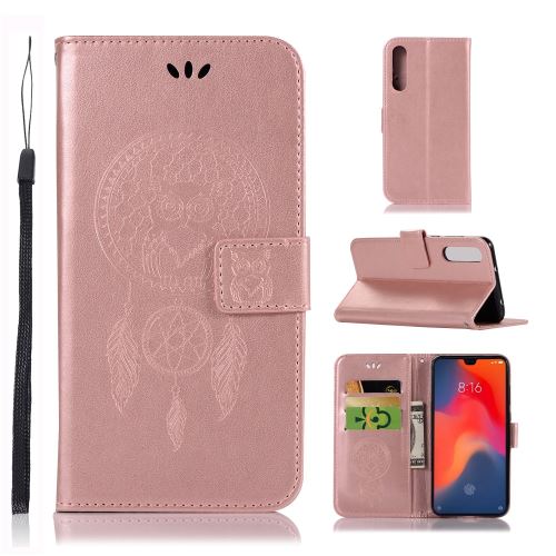 Etui en PU capteur de rêves de hibou avec support flip or rose pour votre Huawei P30