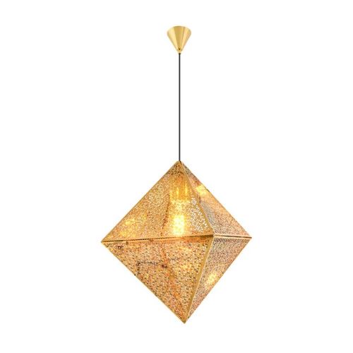 HOMEMANIA Lampe à Suspension Petro Chandelier - de Plafond - Or en Métal, 40 x 40 x 120 cm, 1xMax 40W, E27