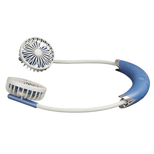 ventilateur trois-en-un silencieux paresseux cou suspendu sport extérieur USB recharge Bleu