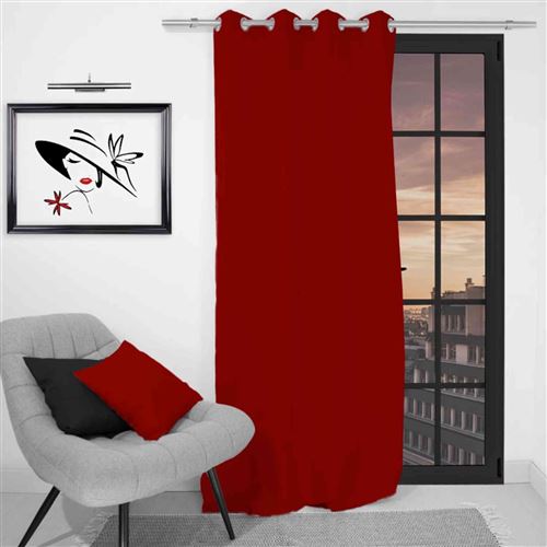Rideau à oeillets infroissable Alix - 135 x 250 cm - Rouge