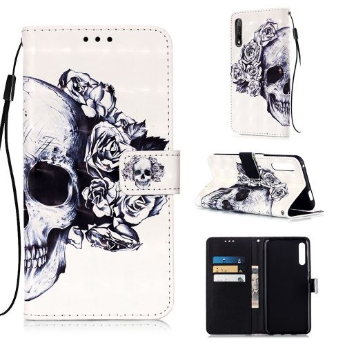 Etui en PU Impression 3D décor spot crâne cool pour votre Huawei Honor 9X/9X Pro