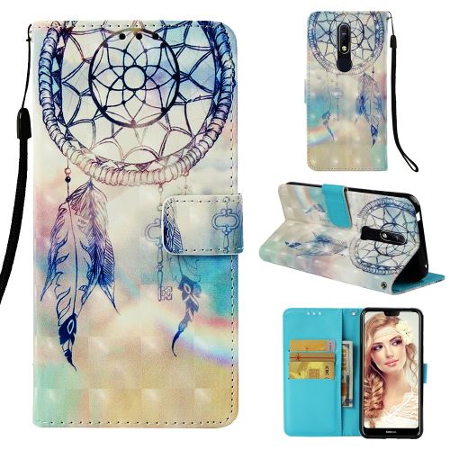 Etui en PU décoration par points lumineux attrape-plumes de rêve pour votre Nokia 7.1