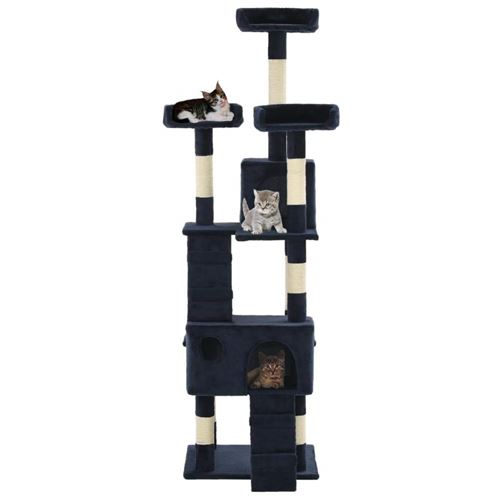 Meilleurs prix pour Arbre à chat griffoir grattoir niche jouet animaux peluché en sisal 170 cm bleu