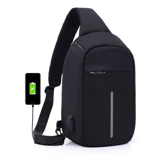 Sac à Dos USB Etudiant Voyage Cartable Ecole Anti Vol pour Powerbank Noir - YONIS