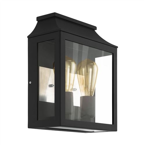 EGLO 97294 Wandleuchte, Fonte d'aluminium, E27, 60 W, Noir