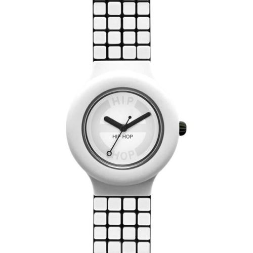 Montre HIP HOP Femme Mosaic Cadran Blanc et Bracelet en Silicon Beige, Mouvement Seulement Temps - 3H Quartz 458
