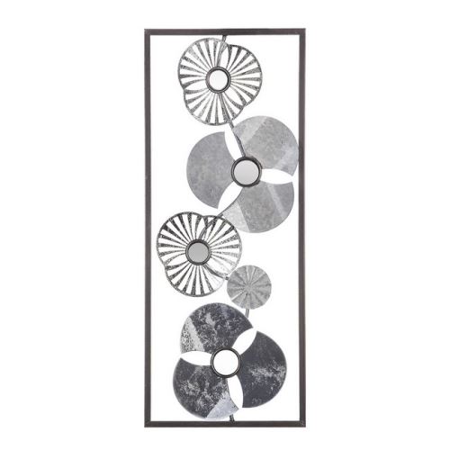 HOMEMANIA Décoration Murale Shapes - Art Mural Floral - pour Chambre, Salon - Multicolore en Métal, 25 x 3 x 61 cm