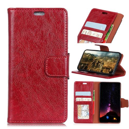 Etui en PU chiquenaude fendu rouge pour votre HTC U12+
