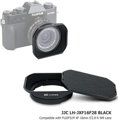 JJC LH-JXF16F28 Pare-Soleil en métal à baïonnette pour Objectif Fujinon XF 16 mm F2.8 et Objectif Fuji XF 16 mm F2.8 avec Capuchon Coulissant