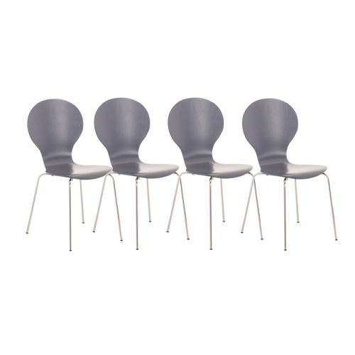 Lot de 4 chaises empilables en bois Diego , Gris