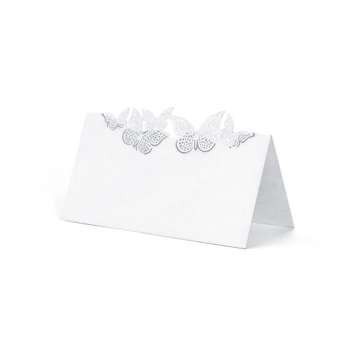 10 marque-places blanc papillons ajourés 9.2x5.7cm
