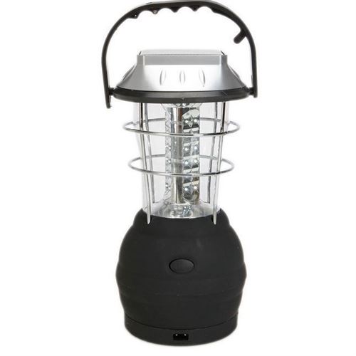 Dynamo Lanterne Panneau Solaire Design 36 Led Allume Cigare Secteur Noir Camping - Yonis
