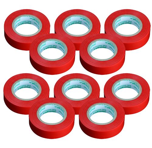 Lot de 10 rouleaux adhésifs 15mm x 10m Rouge