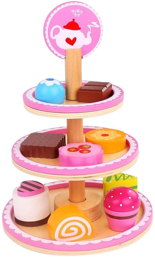 Tooky Toy dessert-etagère filles 19 cm bois 10 pièces