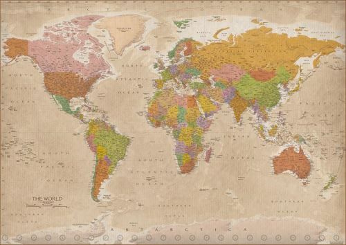 Poster affiche enroulé Weltkarte XXL Poster Vintage 2017 - MAPS IN MINUTES™ 100 x 140cm