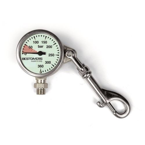 Manometre Diam 52 X 25 Mm Verre Mineral Avec Mousqueton Best Divers