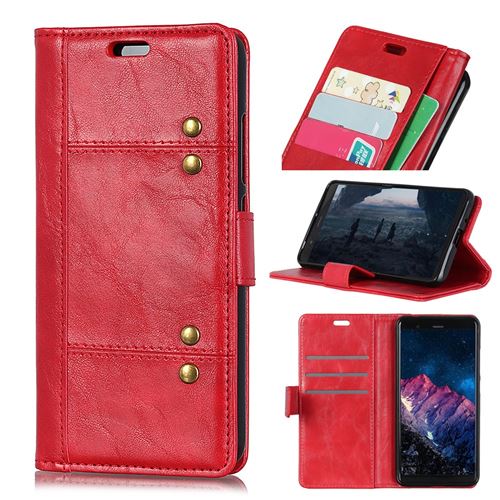 Etui en PU rivet décoré rouge pour votre Motorola Moto G7