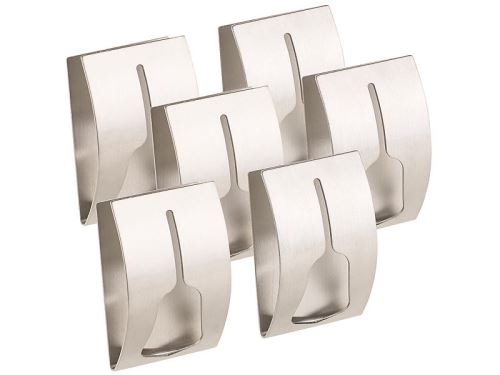 Lot de 6 porte-serviettes adhésifs en acier inoxydable