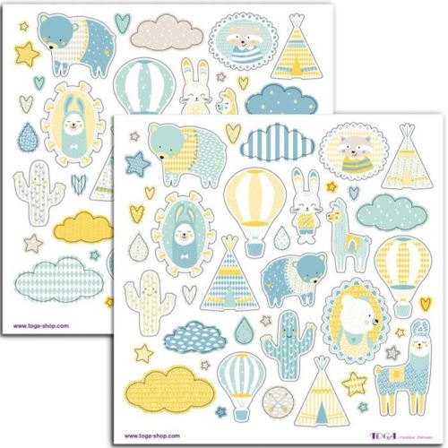 80 stickers bleus Léonard